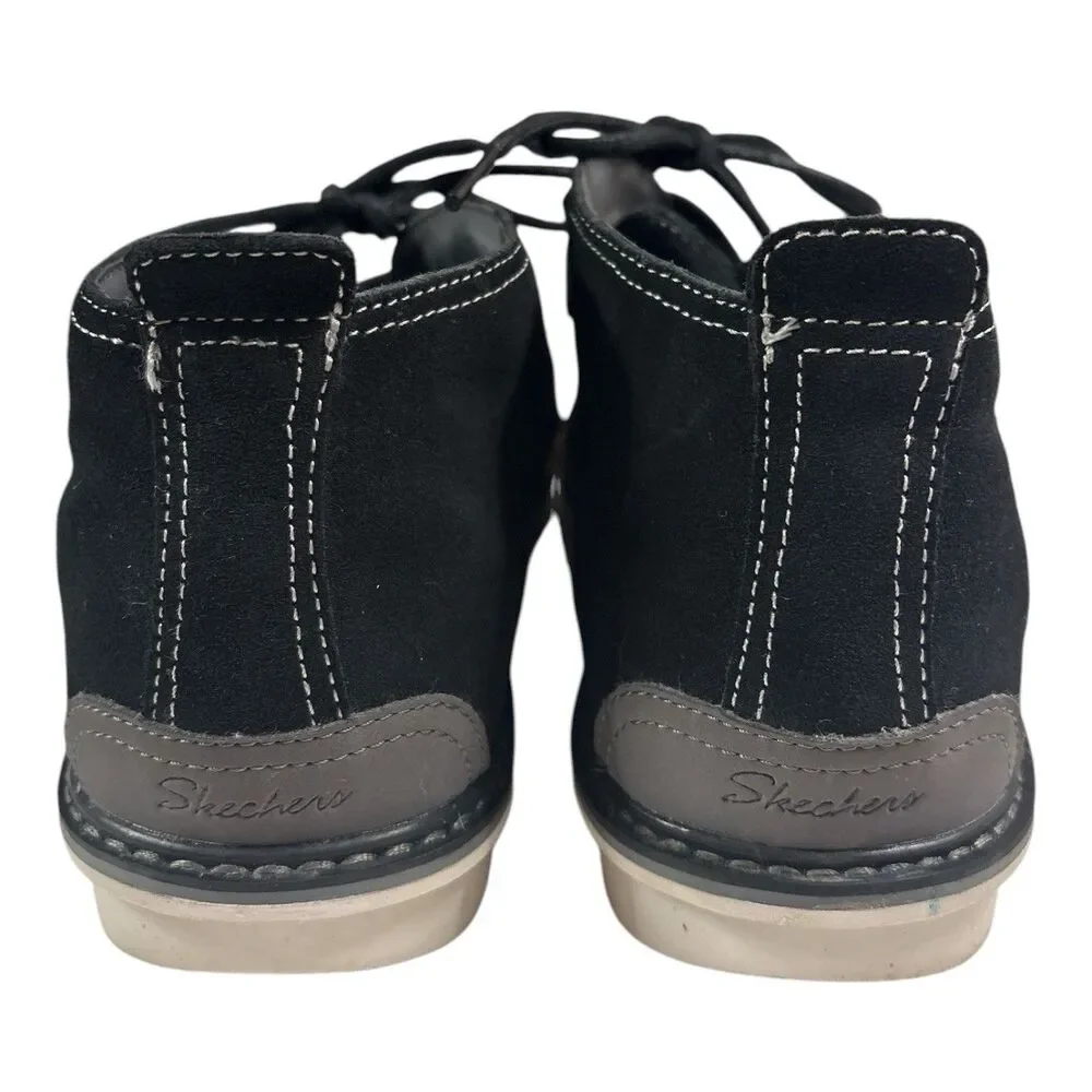 Skechers Women’s Black Suede Lace Up Chukka Ankle Boots Comfort Shoes Size 9.5